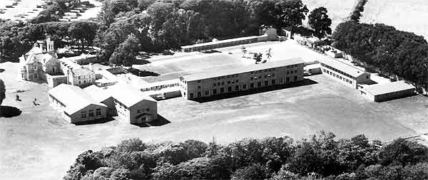 Bay House School Gosport from the air in black & white